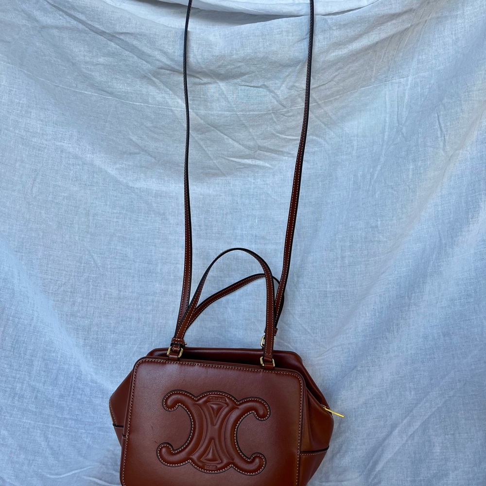 Celine Cube Crossbody Bag with Gold Accents